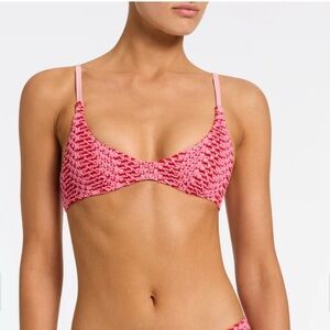 MAIA - ALINA PINK CROCHET SCOOP BIKINI Top